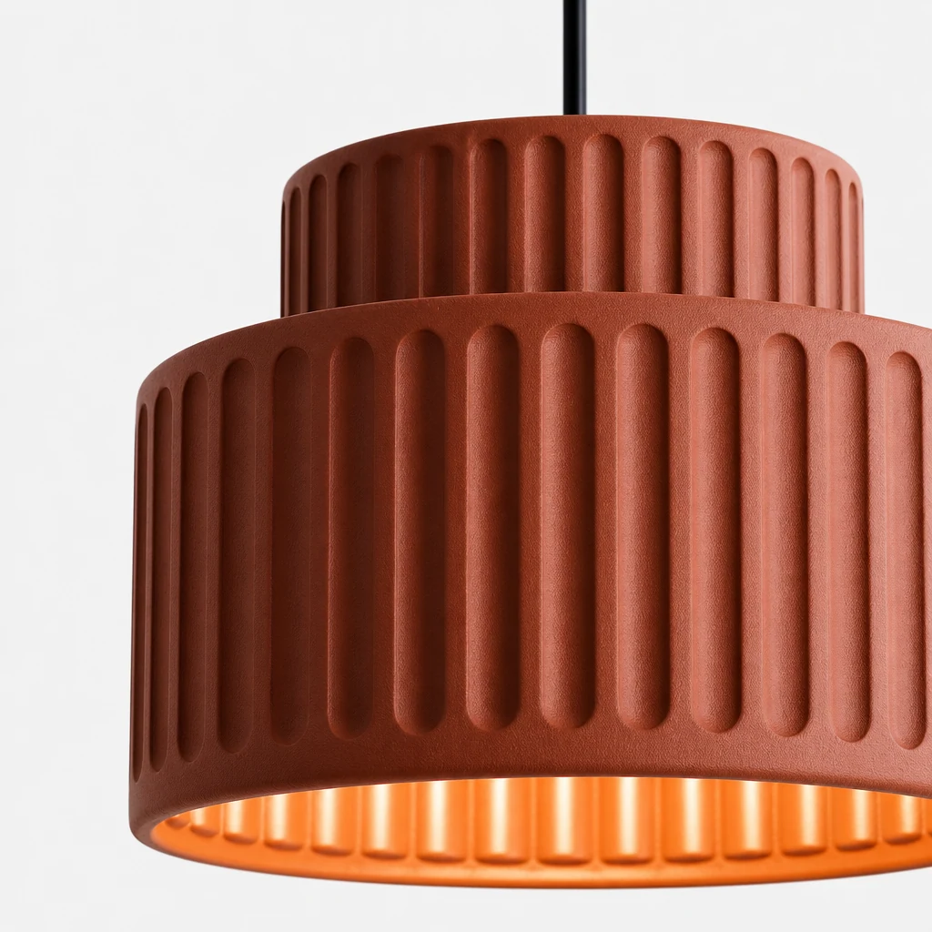 Zbliżenie na kolumnową lampę wiszącą Nordic Resin M251 z wykończeniem klosza