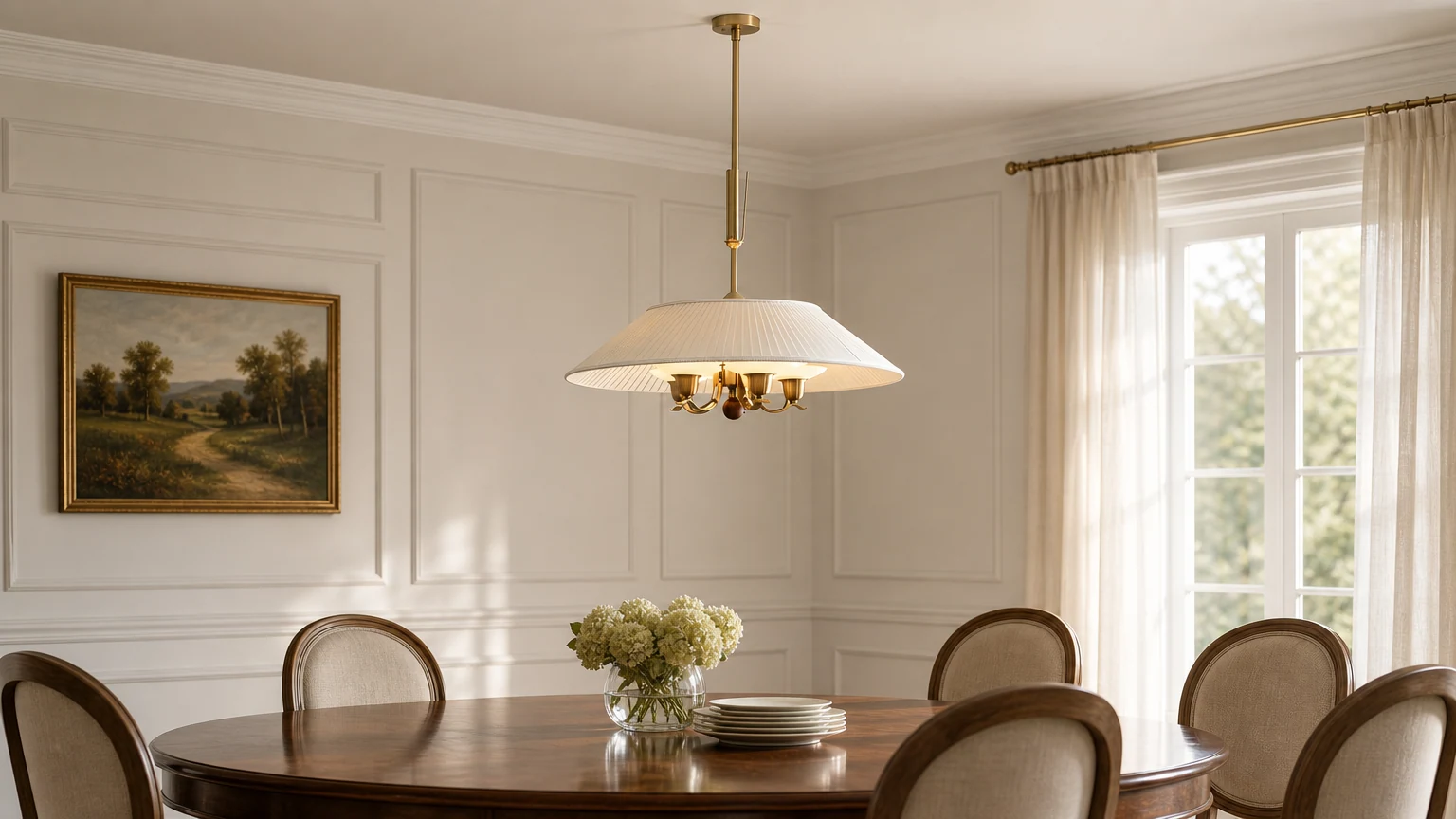 Lampa wisząca Bramelle D300 w ciepłej scenerii wnętrza