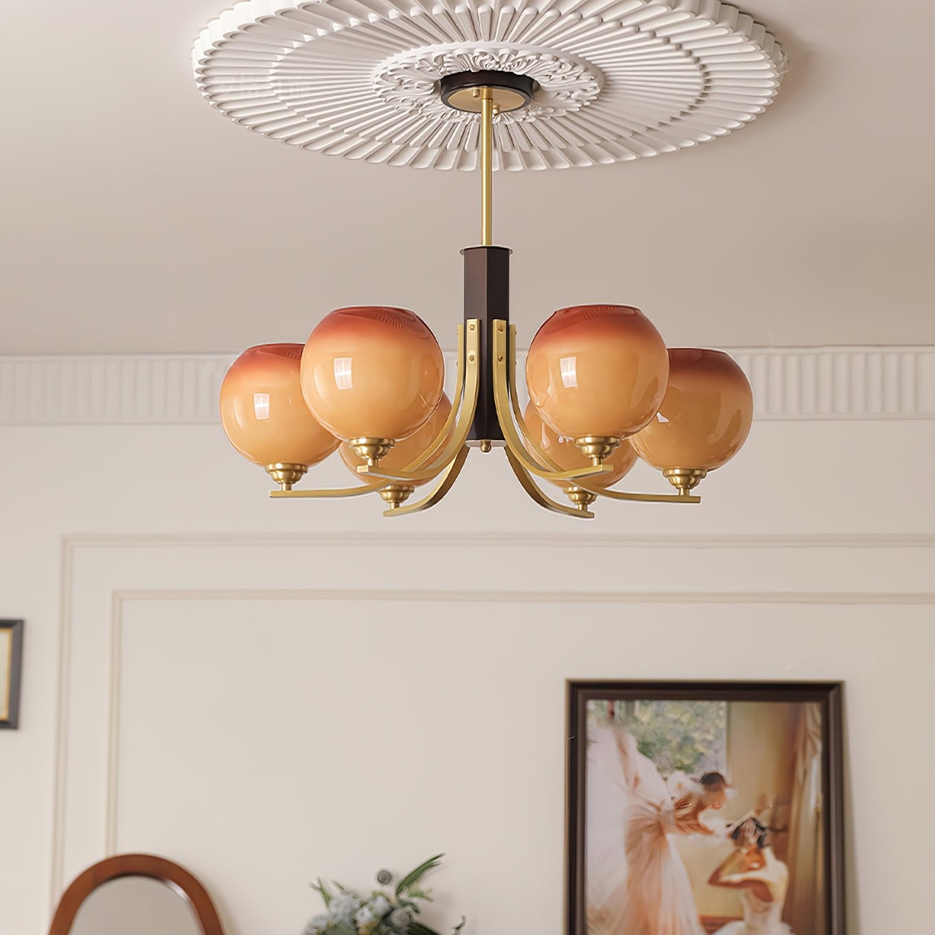 Vintage Caramel Globe Chandelier M502
