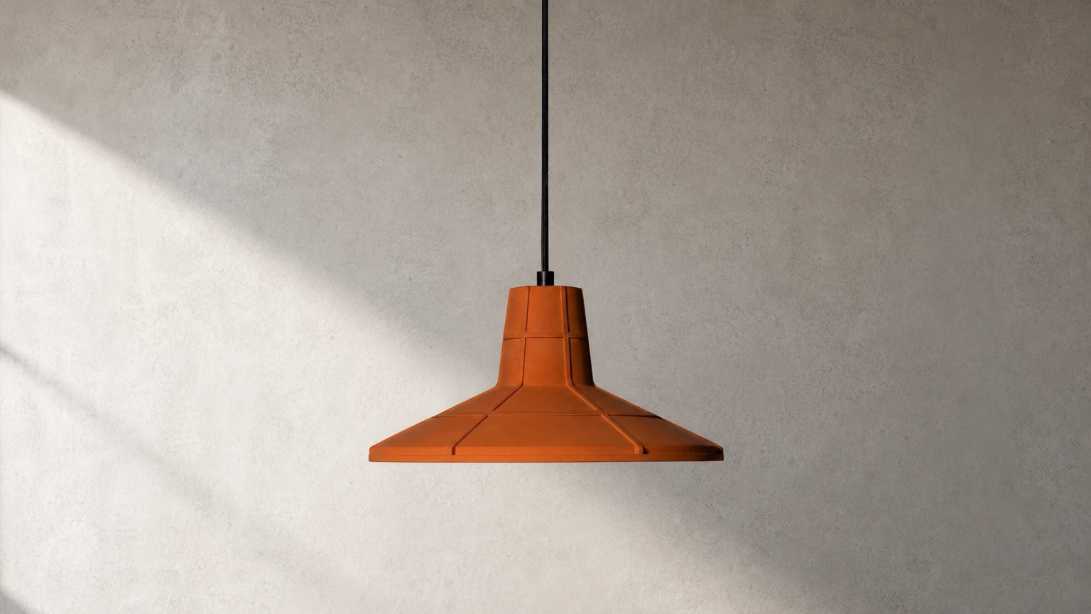 Lampa wisząca z terakoty cementowej w stylu industrialnym M423 w ciepłej scenerii wnętrza