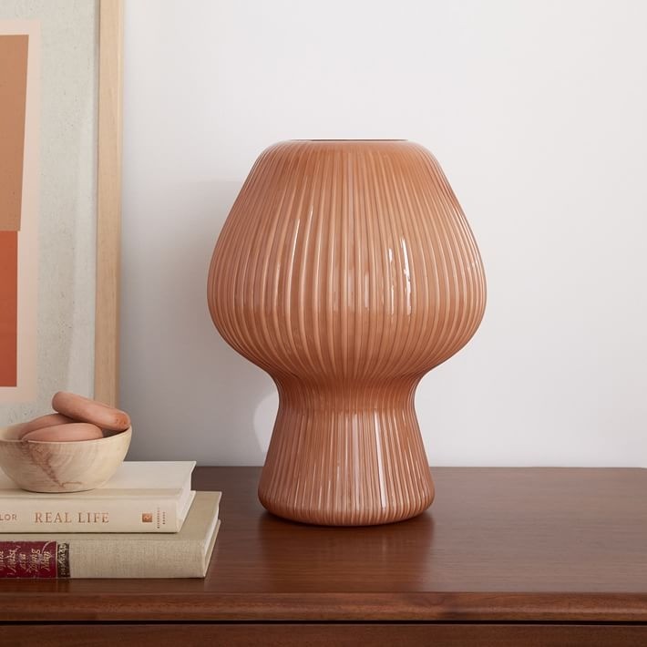 Novarise Ribbed Glass Table Lamp – Textured Glass Accent Lighting T219