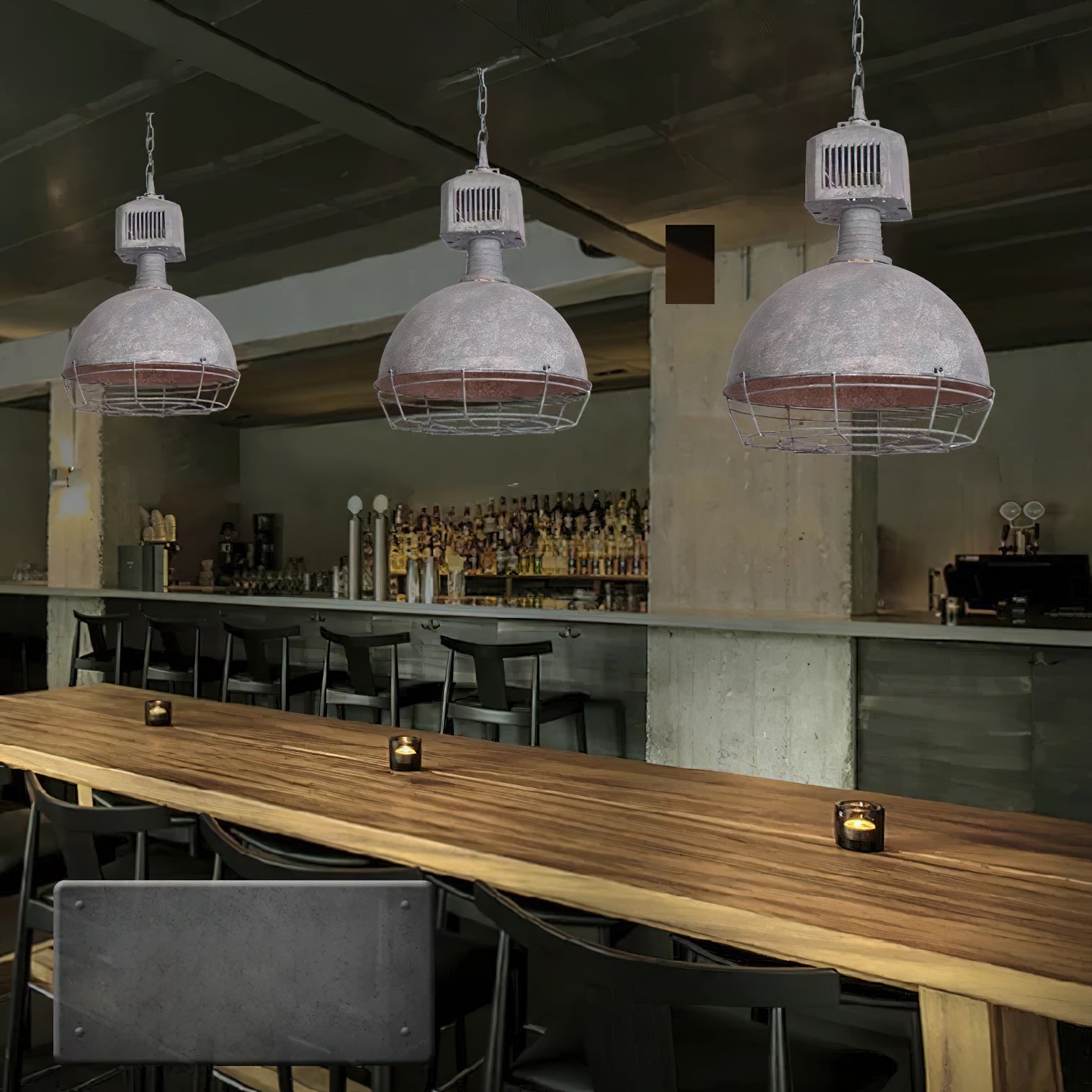 Caged Industrial Metal Pendant Light D469