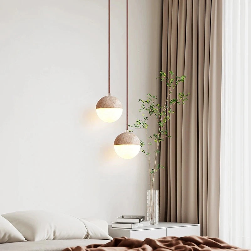 Travertine Ball Pendant Light D916