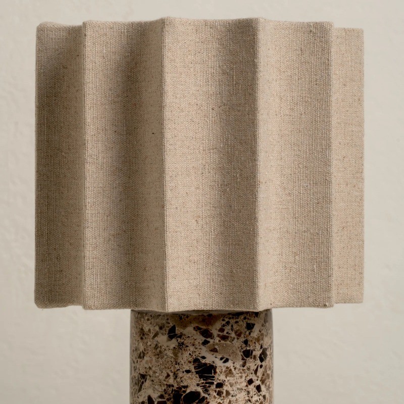 Cavilon Table Lamp with Fan-Shaped Linen Shade - Stone Finishes Suitable for Living Rooms T476