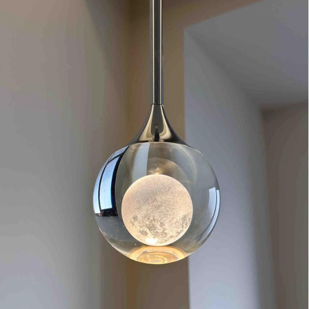Moon Round Clear Glass Pendant Light S182