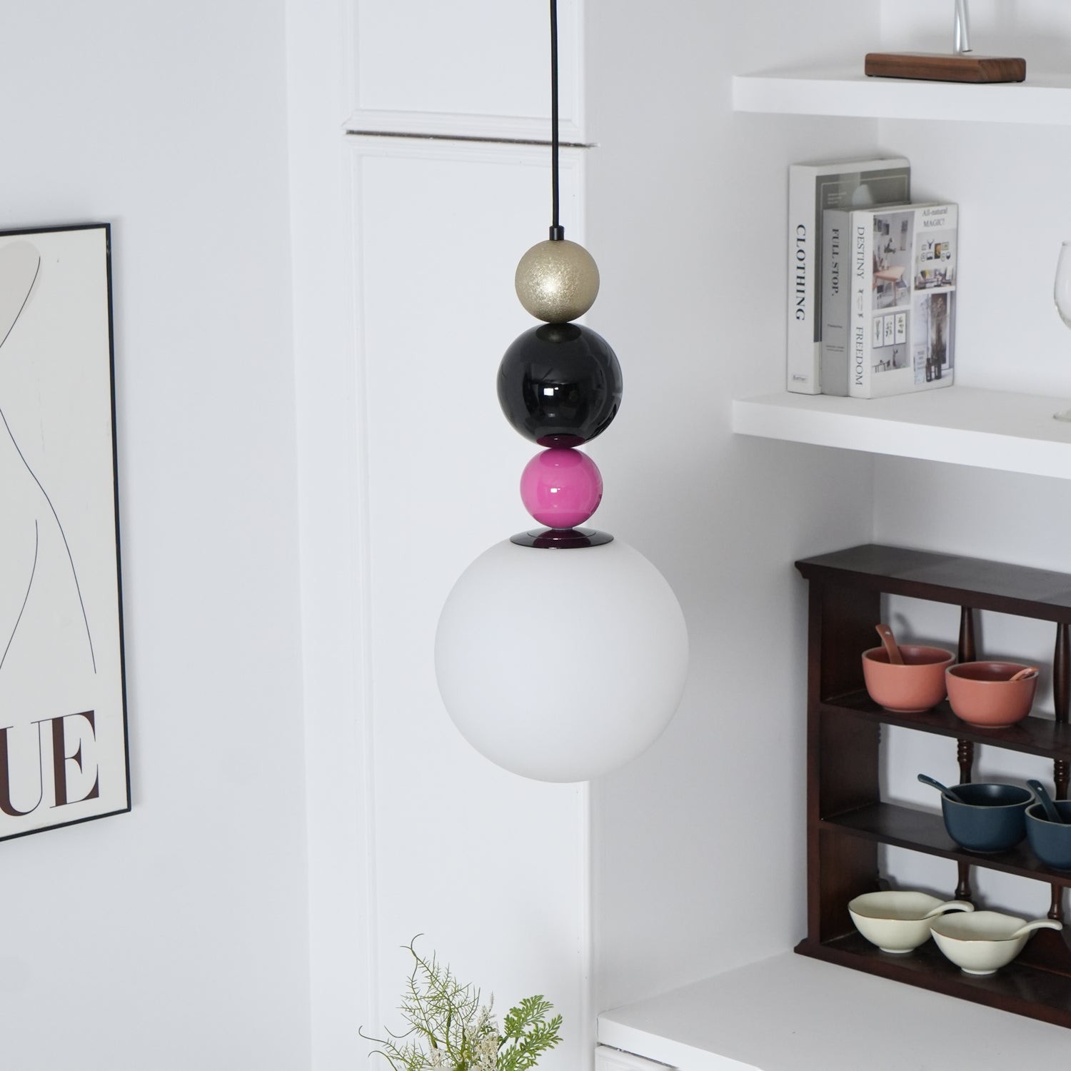 Round Balls Stacking Pink Pendant Lamp M522