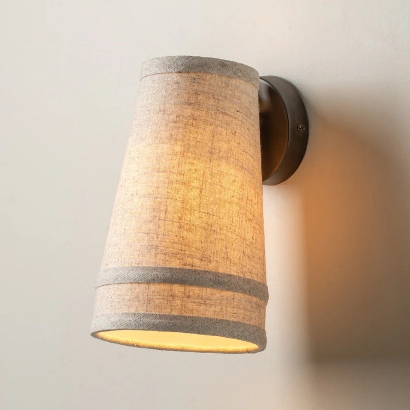 Zalen Textured Linen Bronze Wall Light - Soft Retro Wall Sconce for Reading Nook T652