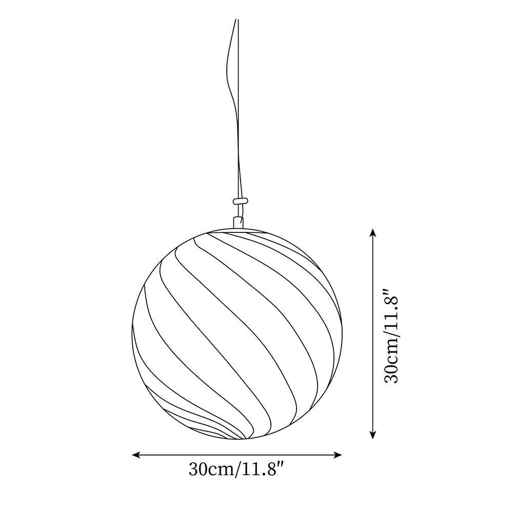 Lollipop pendellampe P040 måldiagram som viser diameter 30 cm og høyde 30 cm