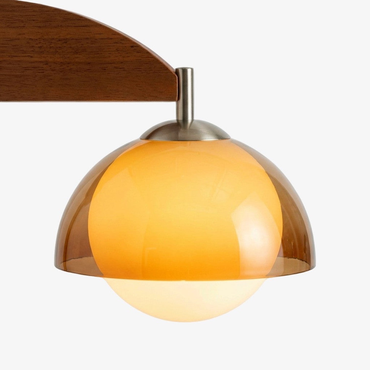 Afterglow Modern Sunset Wall Lamp - Dual Glass Shade Design with Wood-Texture Base T588