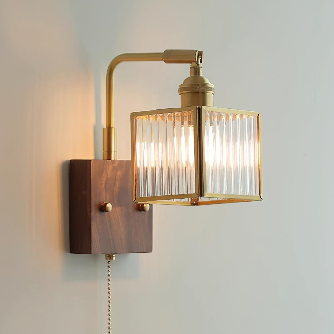 Square Glass Adjustable Wooden Wall Lamp M347