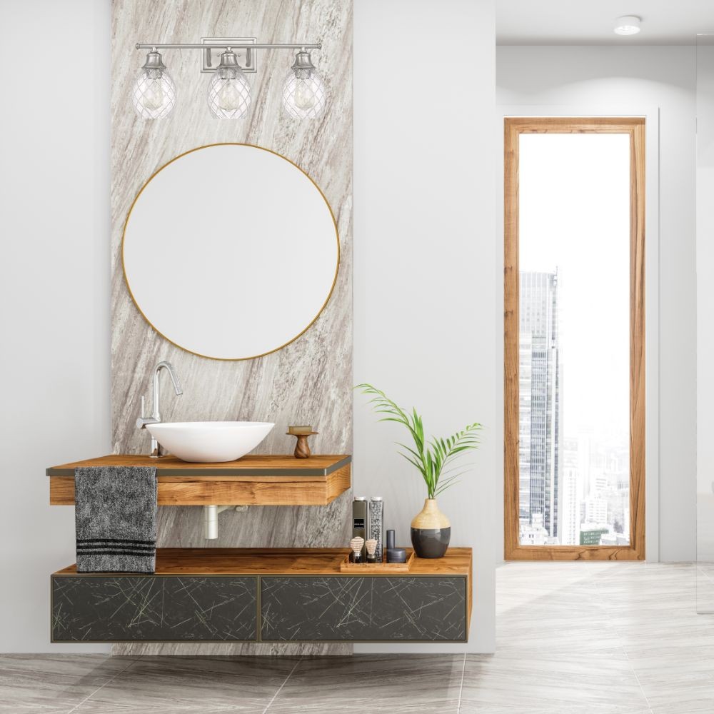 Modern Farmhouse Brushed Nickel Glass Wall Light S116