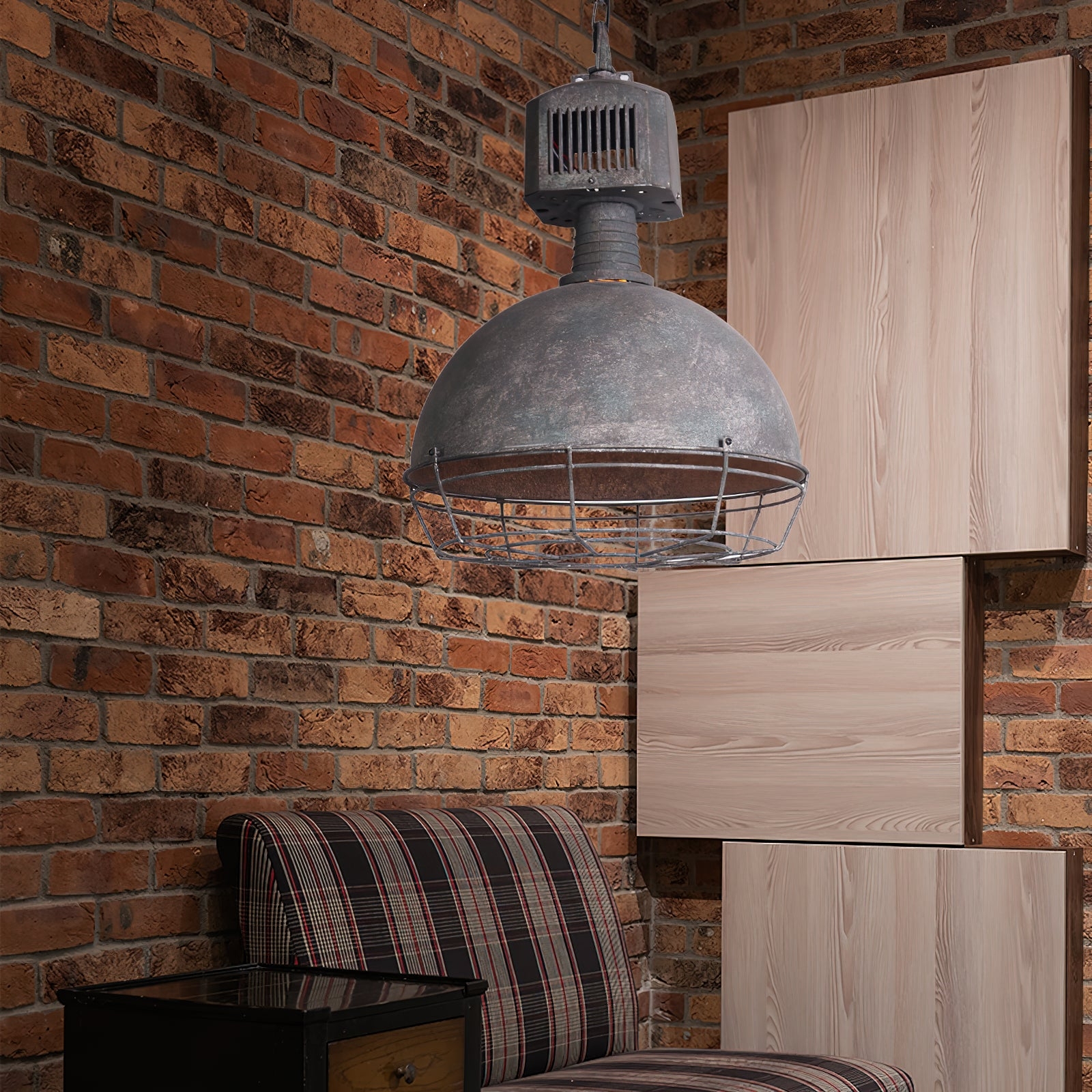 Caged Industrial Metal Pendant Light D469
