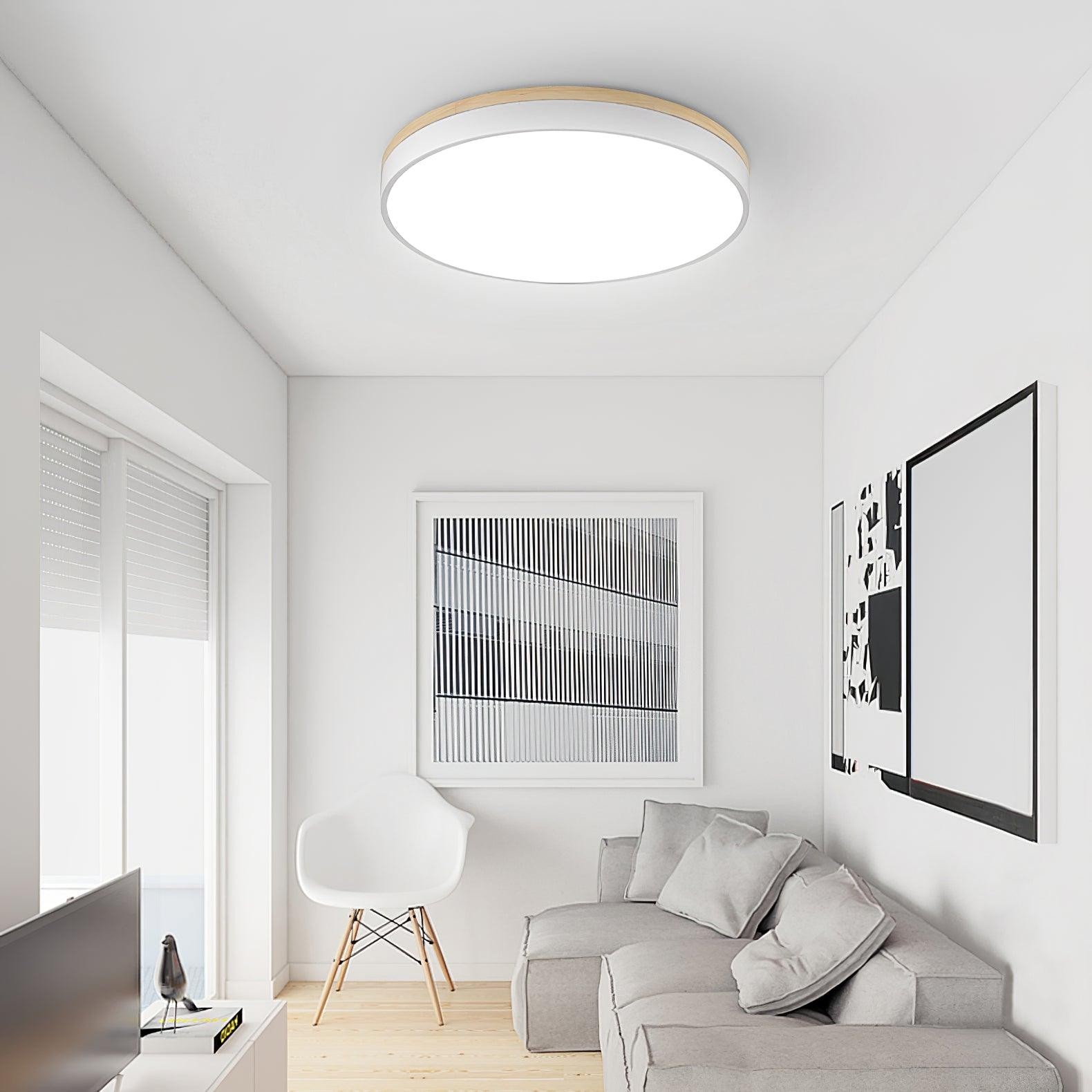 White Round Wooden Ceiling Lamp M298