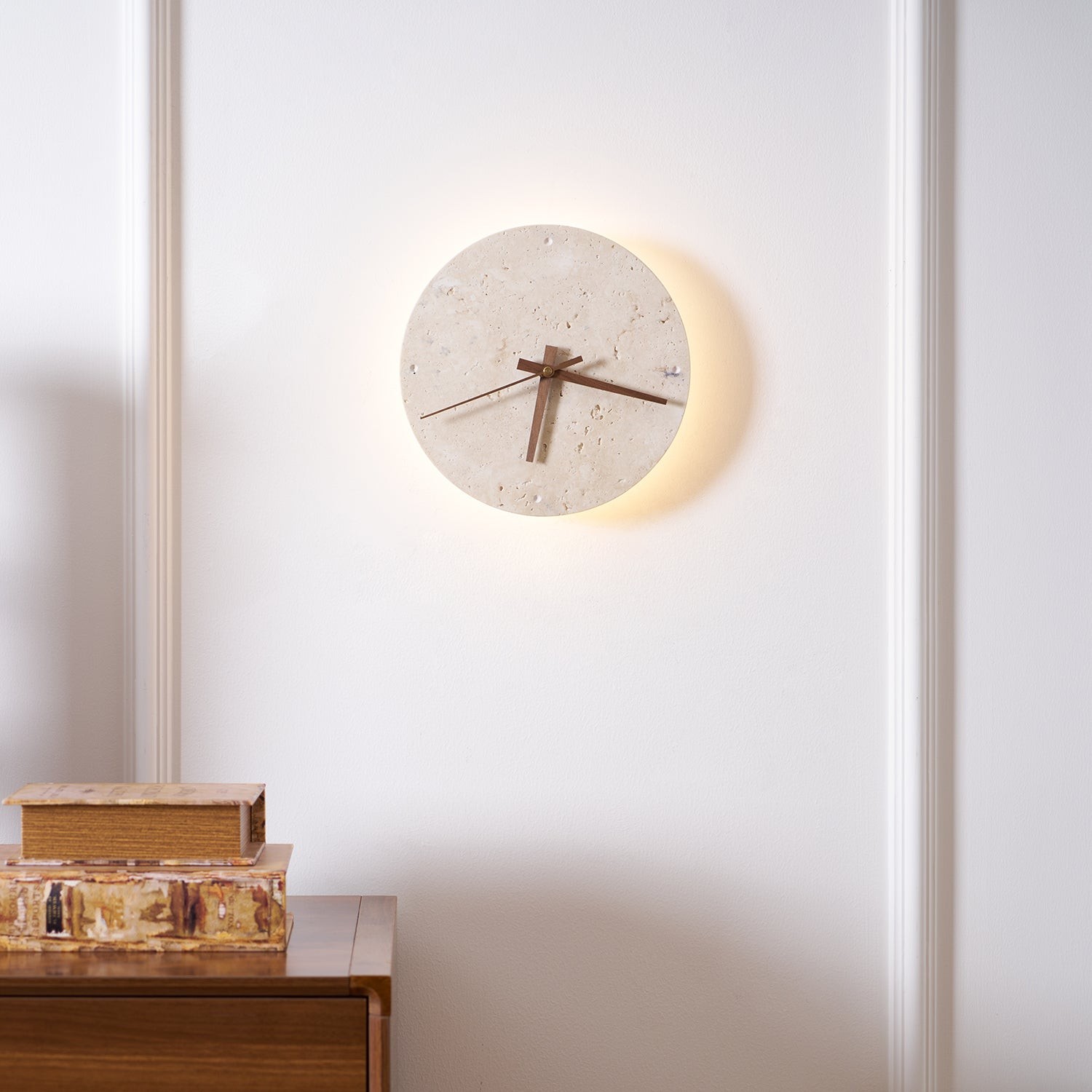 Travertine Clock Wall Lamp P079