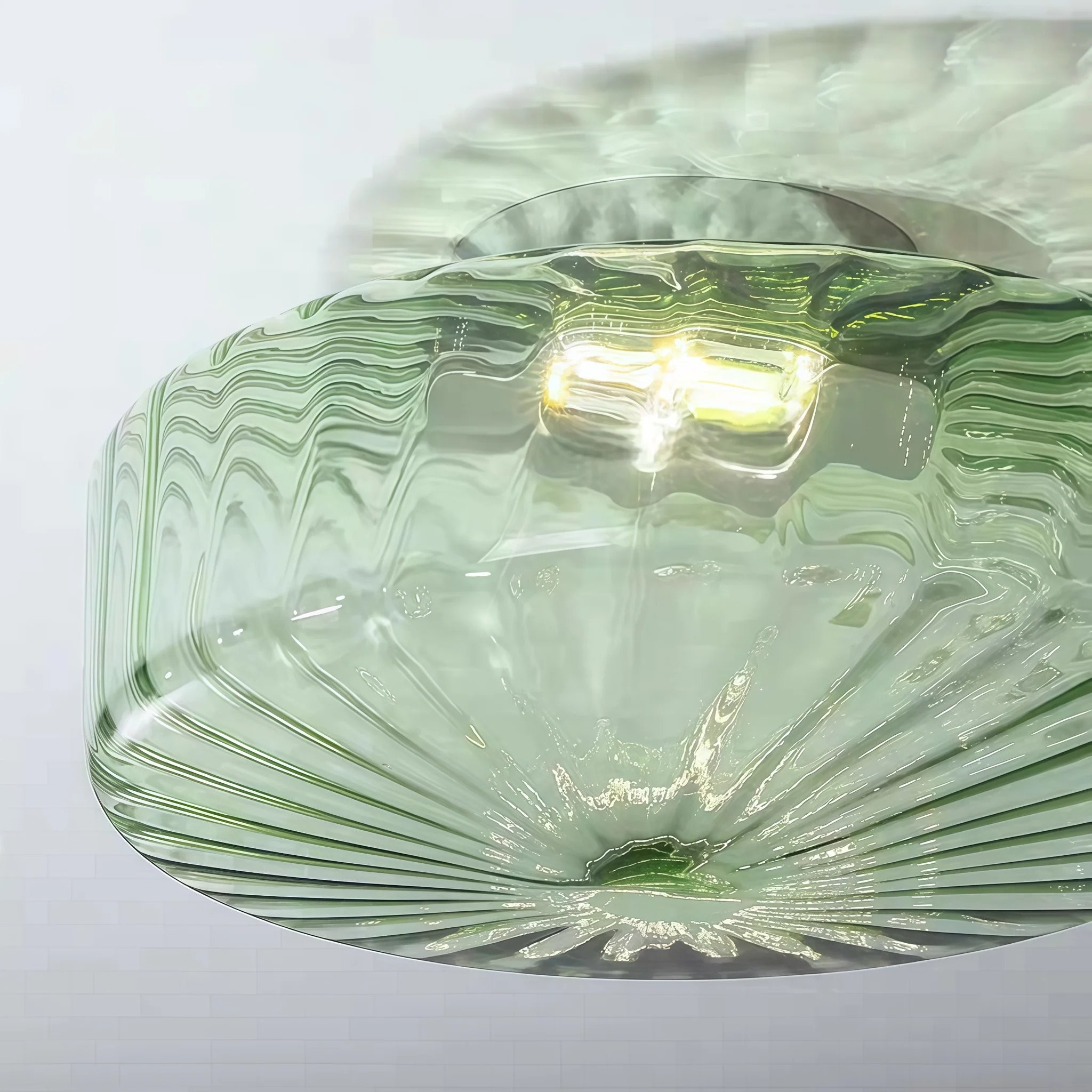 Ripplara Water Ripple Glass Ceiling Lamp with Vintage Style - Flush Mount Design for Bedroom T578