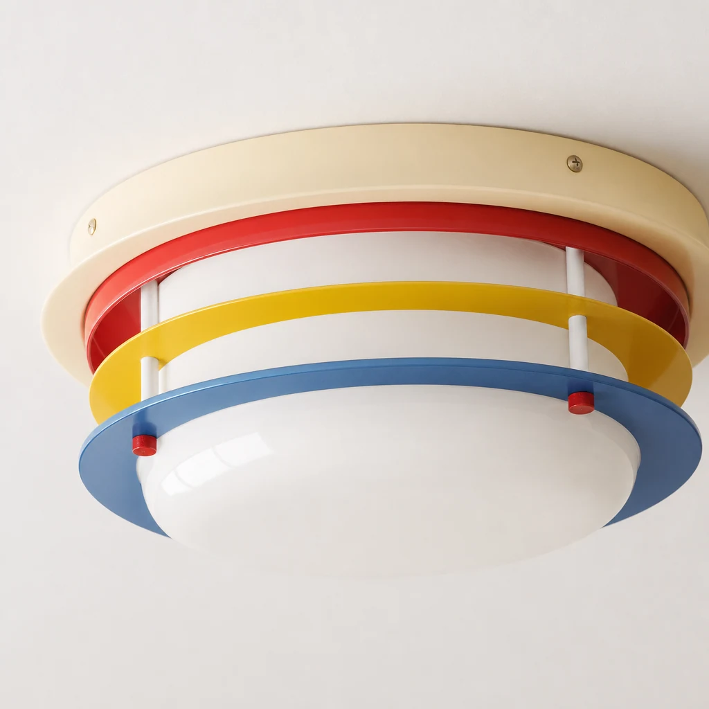 Zbliżone szczegóły materiałów lampy sufitowej Sienna Wave i warstwowego wykończenia