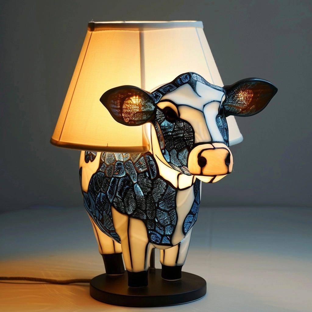 Bordlampe av kudyrharpiks tent i et enkelt rom