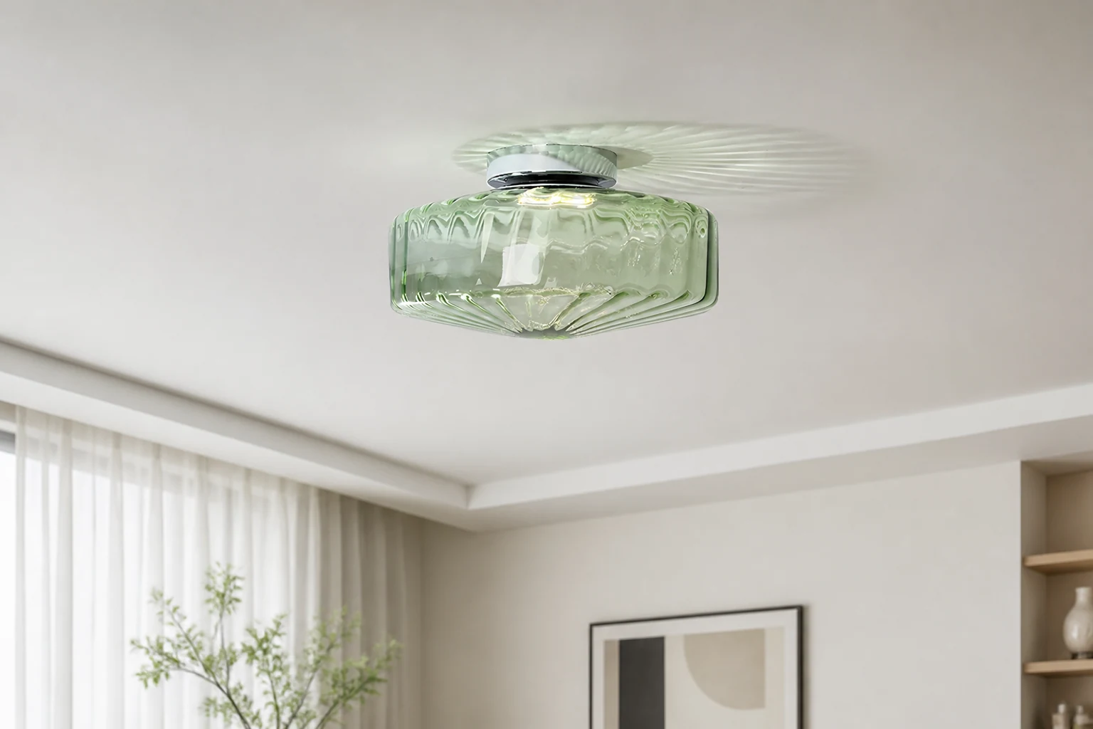 Lampa sufitowa Remy z falującą wodą w scenie pokoju lifestylowego
