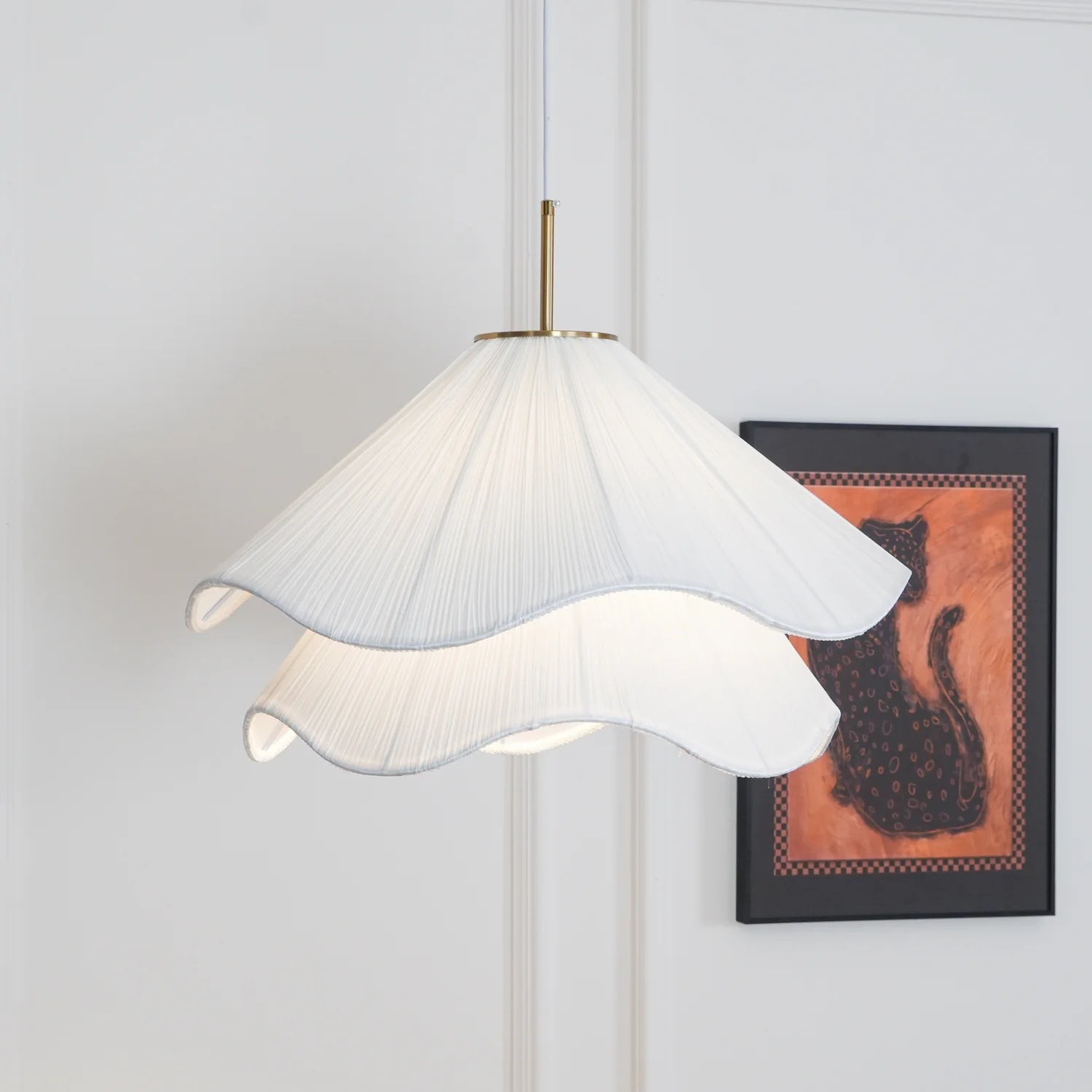 White Layered Pleats Pendant Lamp M249