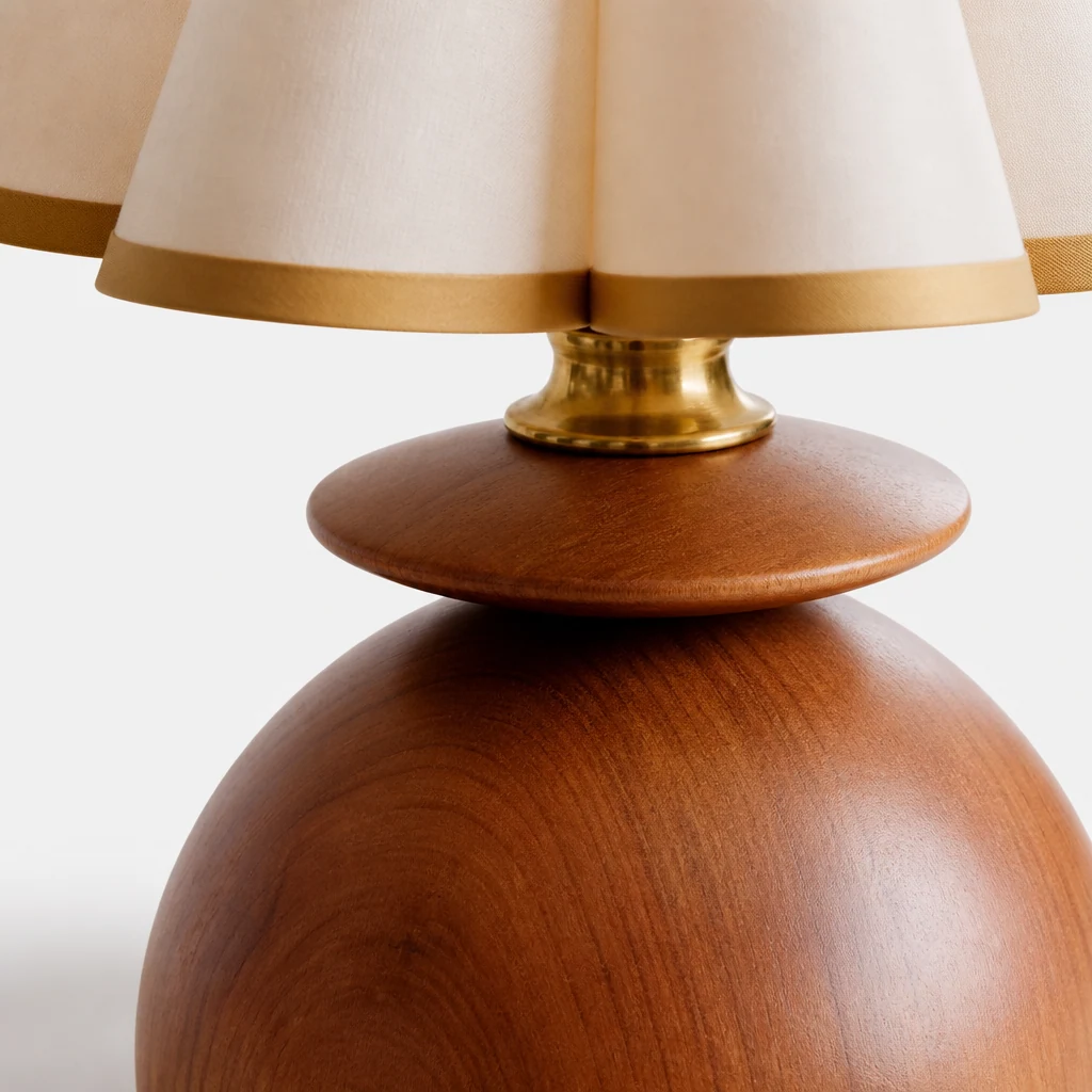 Zbliżenie na materiały i wykończenie lampy stołowej Elmora D366