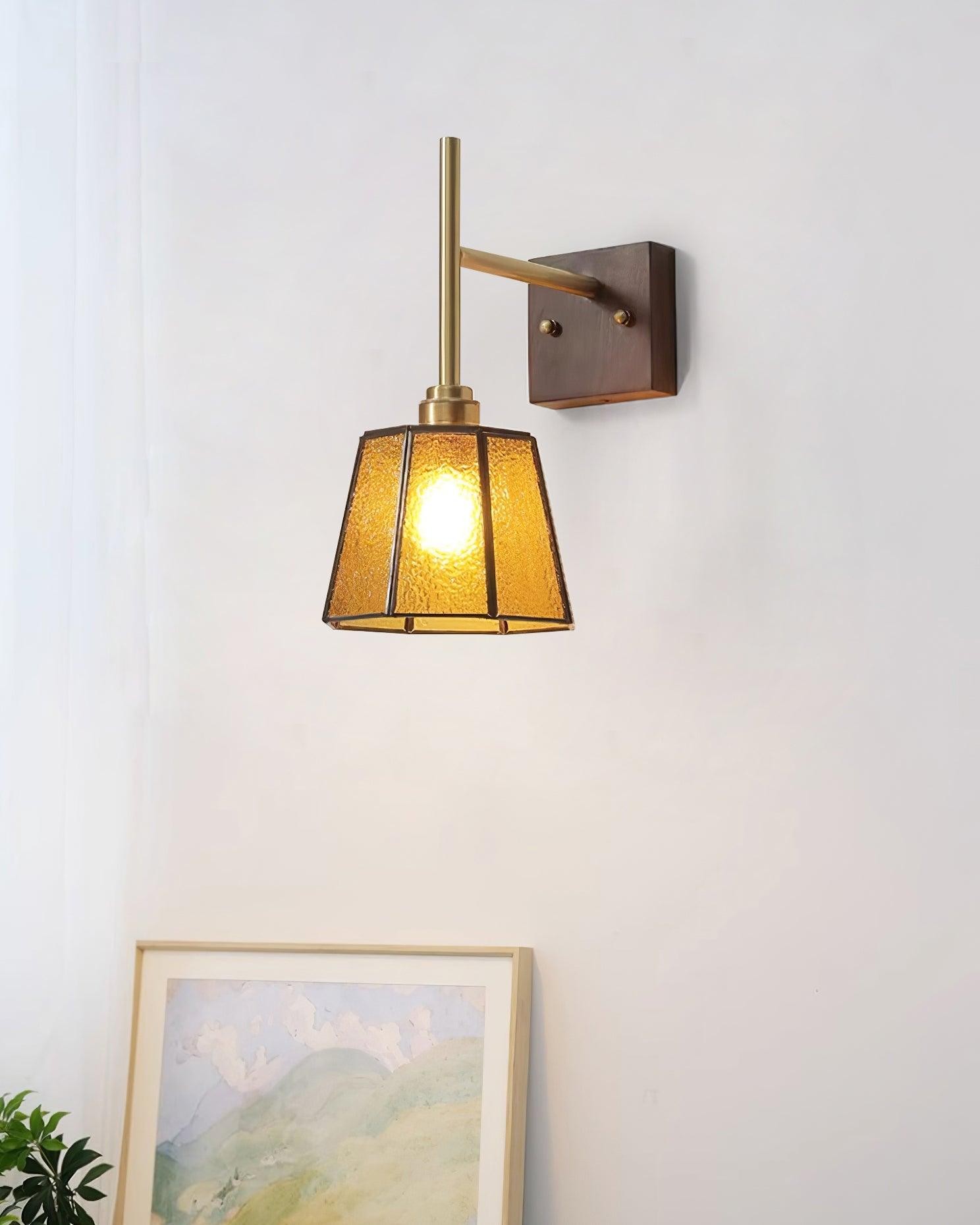 Vintage Brass Walnut Wall Lamp M308