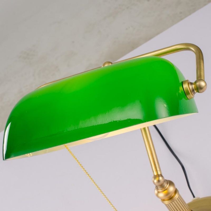 Vintage Glass Banker Desk Lamp Library Table Lamp S53