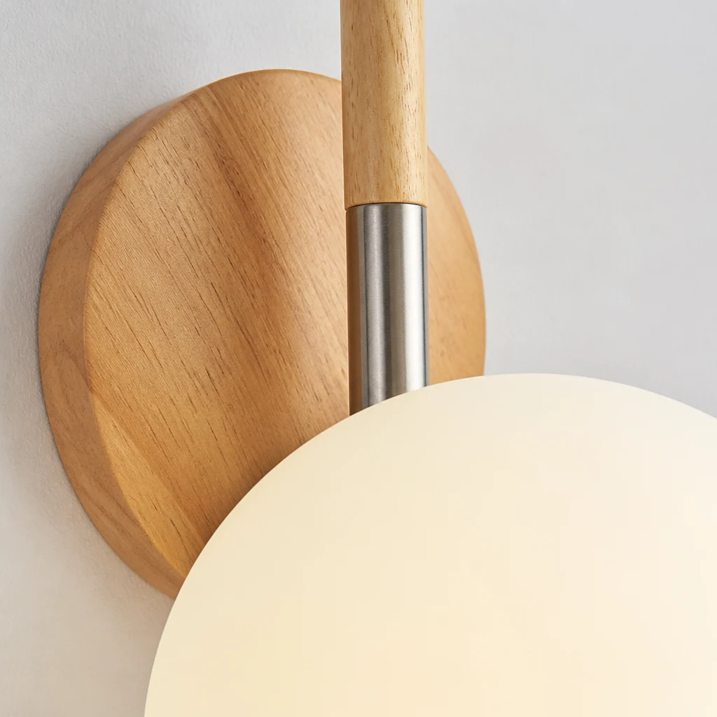 Close-up detail of the AQUEENA Globe Wall Lamp materials and finish
