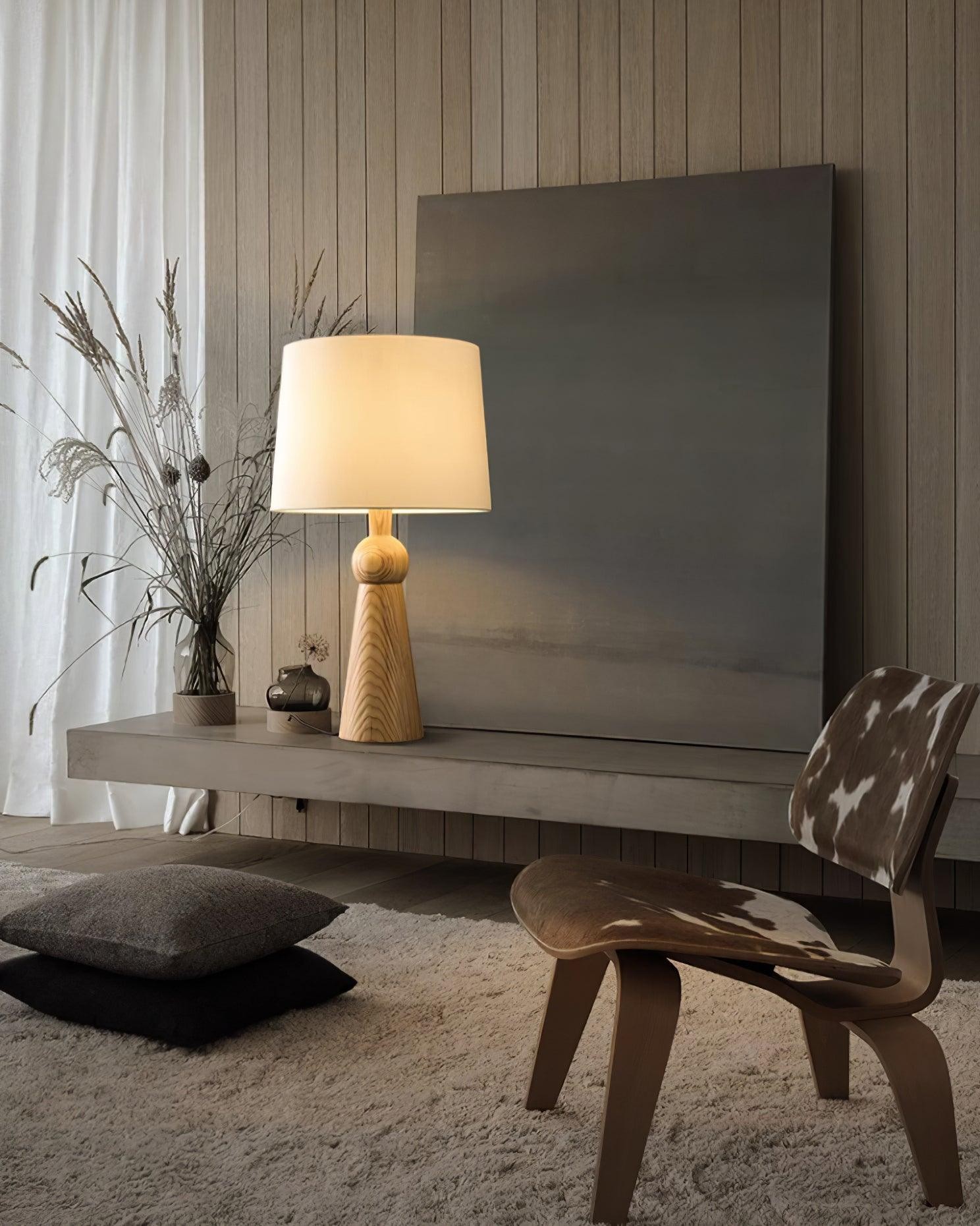 Nordic Retro Solid Wood Fabric Table Lamp M87