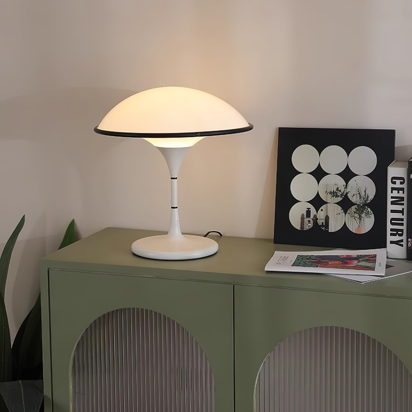 Danish Retro White Flying Saucer Table Lamp M378