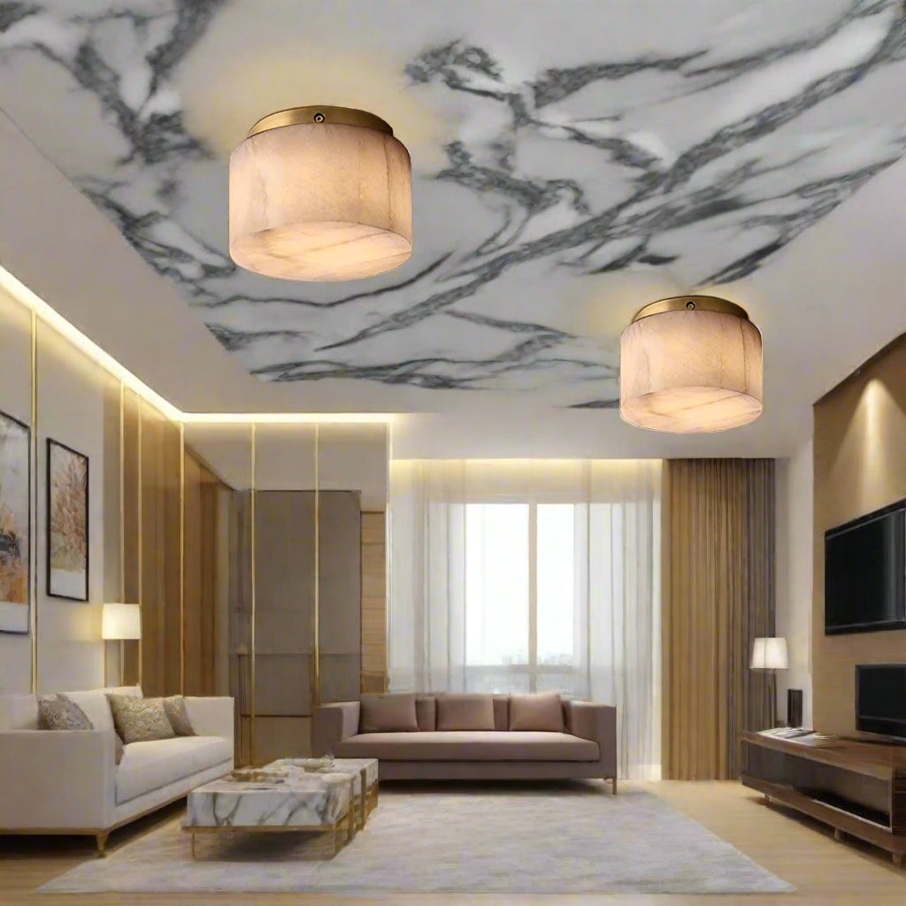 Rivage Alabaster Minimalist Ceiling Light D948