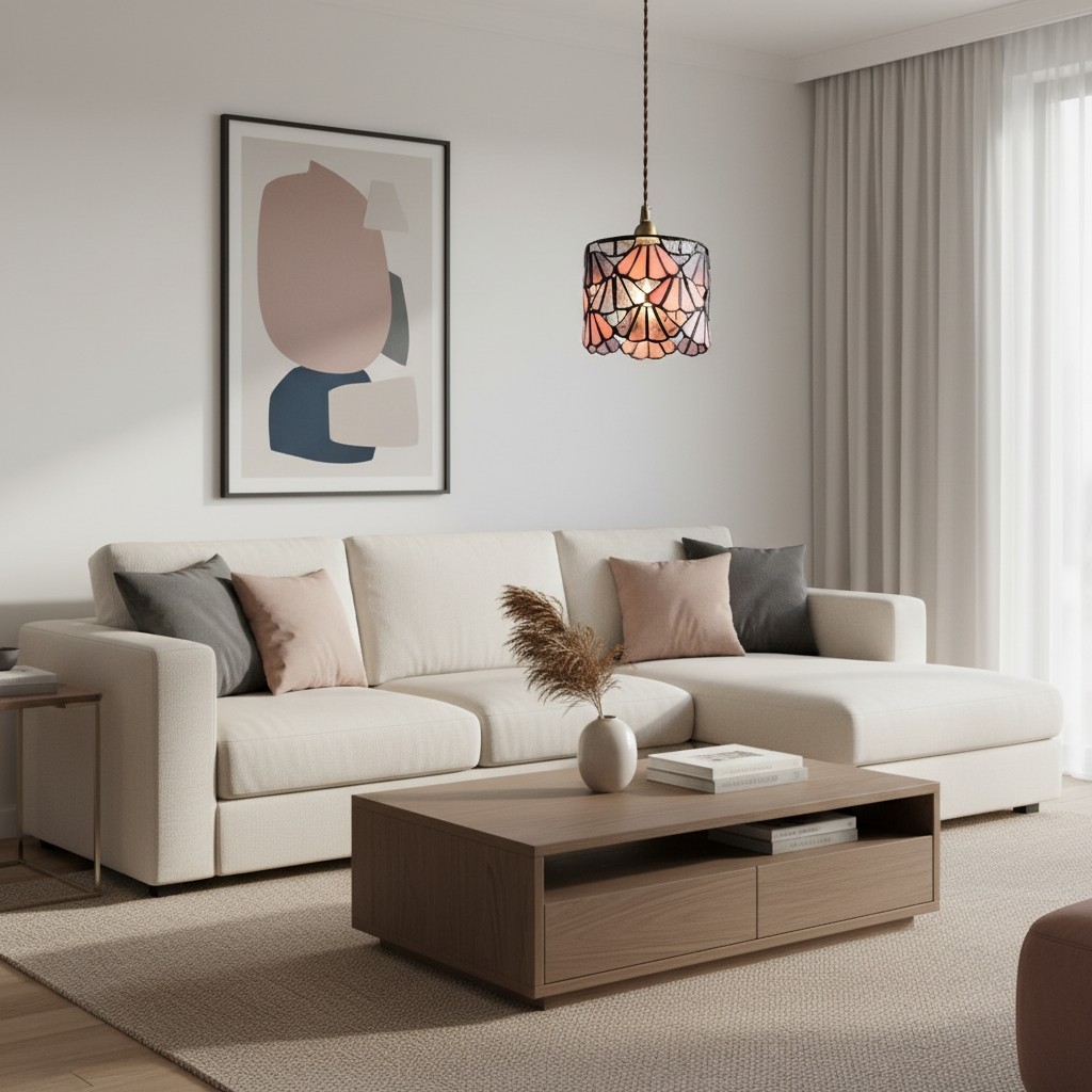 Vintagia Tiffany Inspired Pendant Light - Artistic Glass Shade Pendant for Dining Island T514