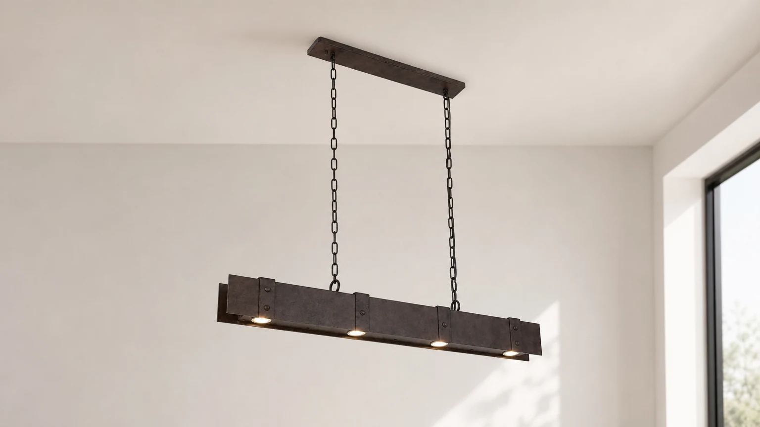 Lámpara colgante AJAX Raw Industrial Touch en un ambiente de habitación de estilo industrial.