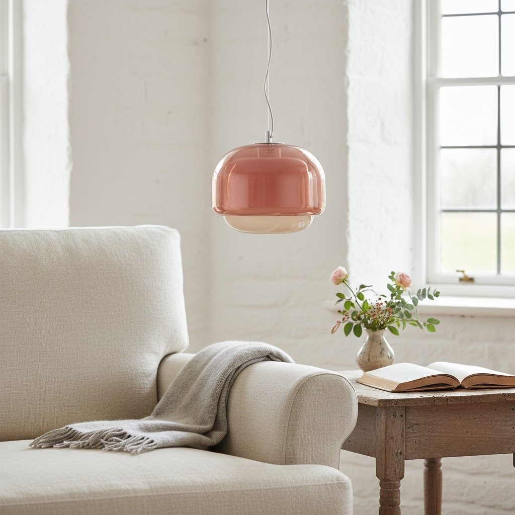Clinco Modern Mushroom Pendant Light - Colored Glass Hanging Light T418