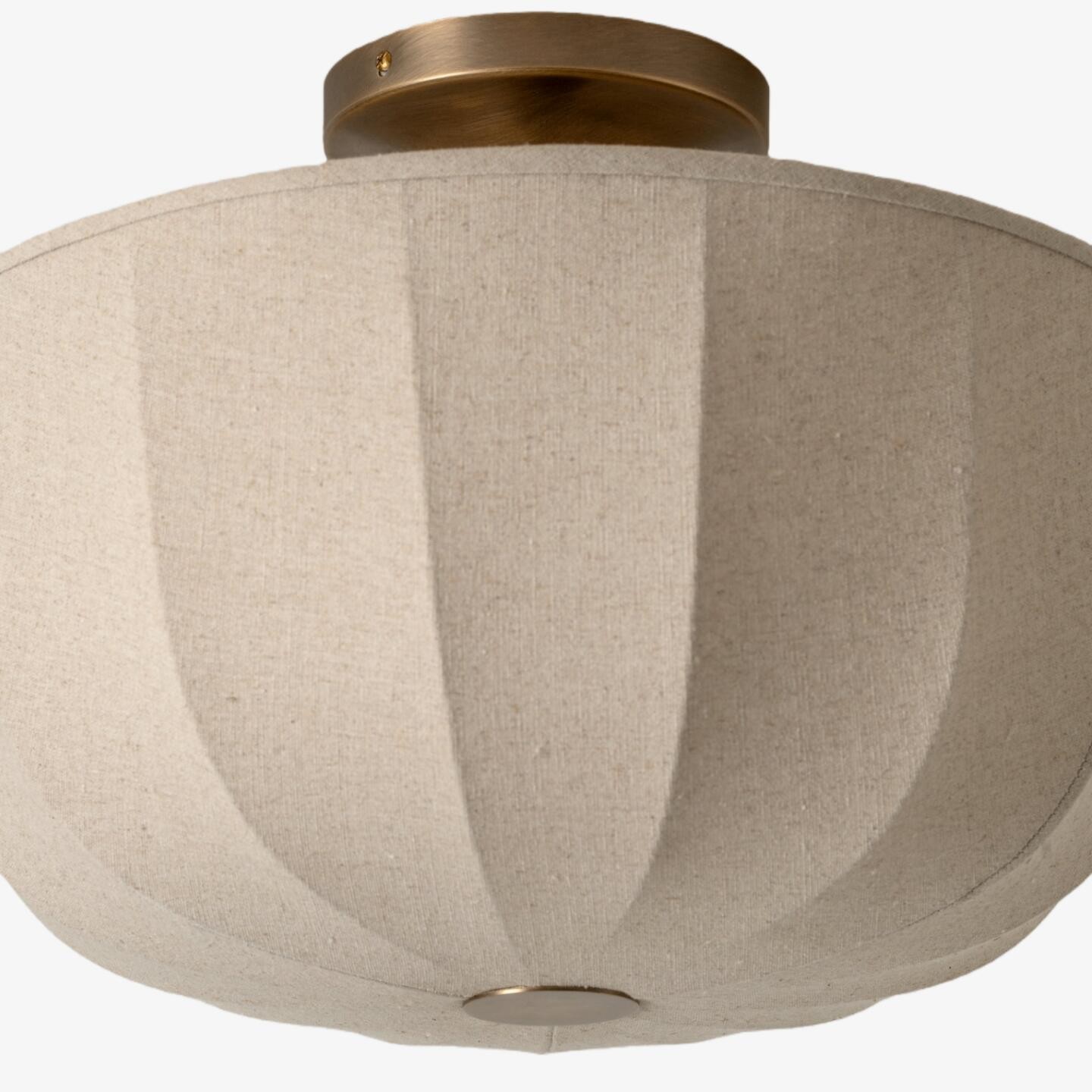 Loomis Flush Ceiling Lamp - Textured Linen Shade Aged Brass Modern Ceiling Light for Living Rooms T480