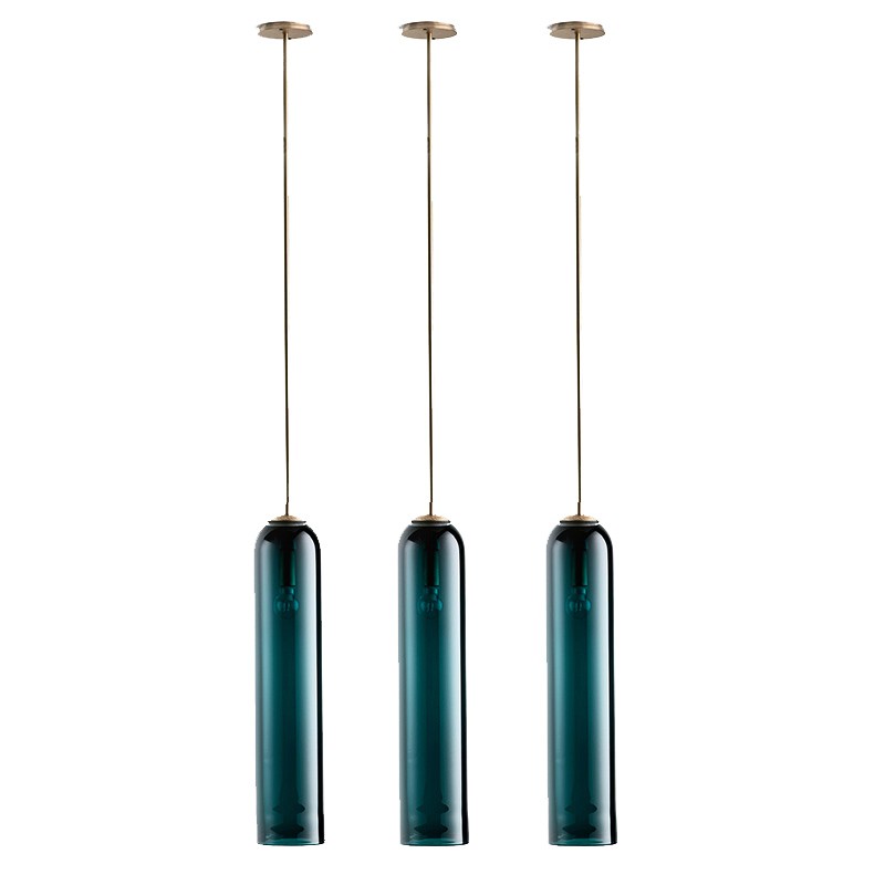 Float Blown Glass Cylindrical Pendant Lamp