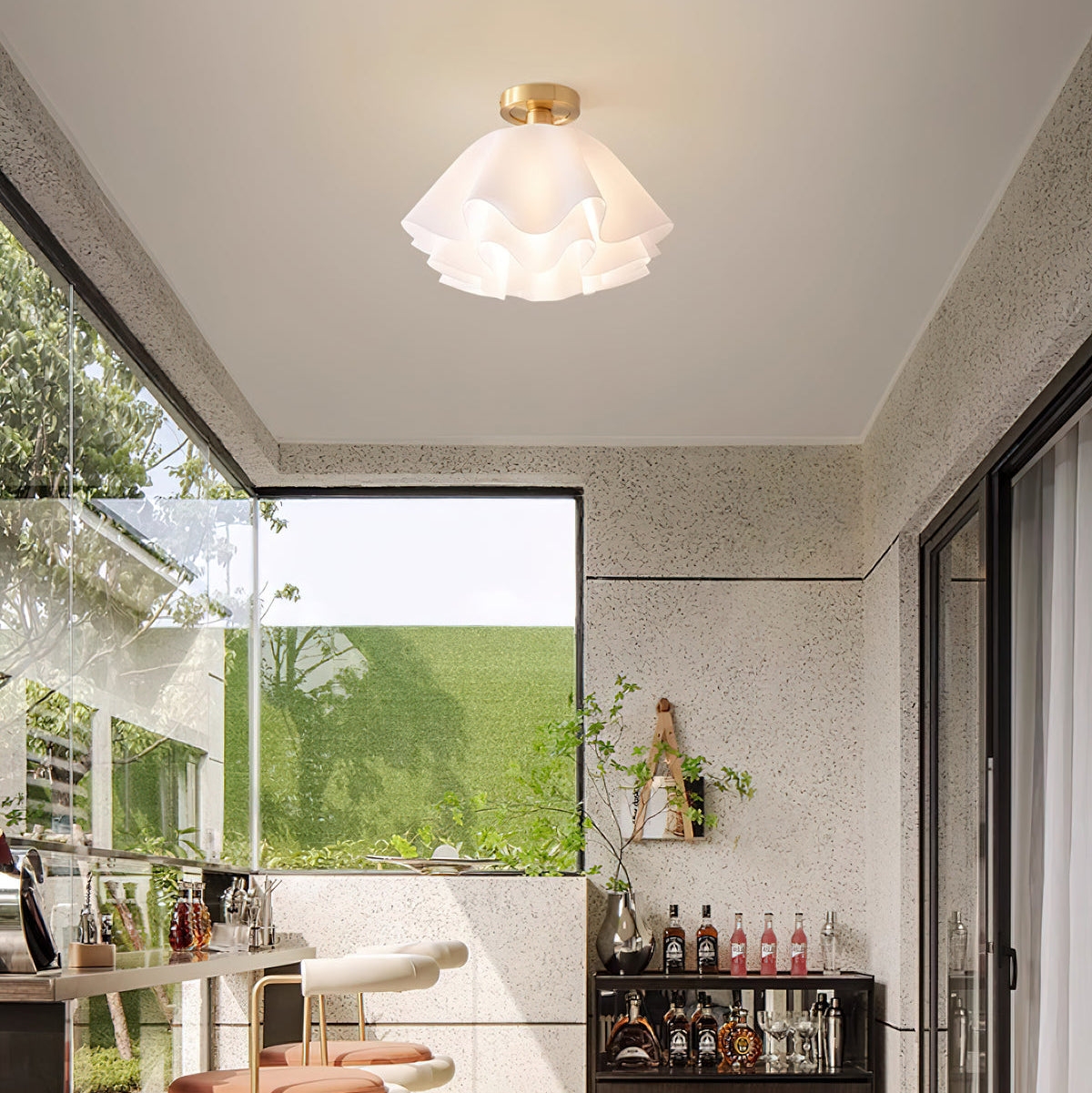 Lustra Pleated Retro Brass Acrylic Ceiling Light D959