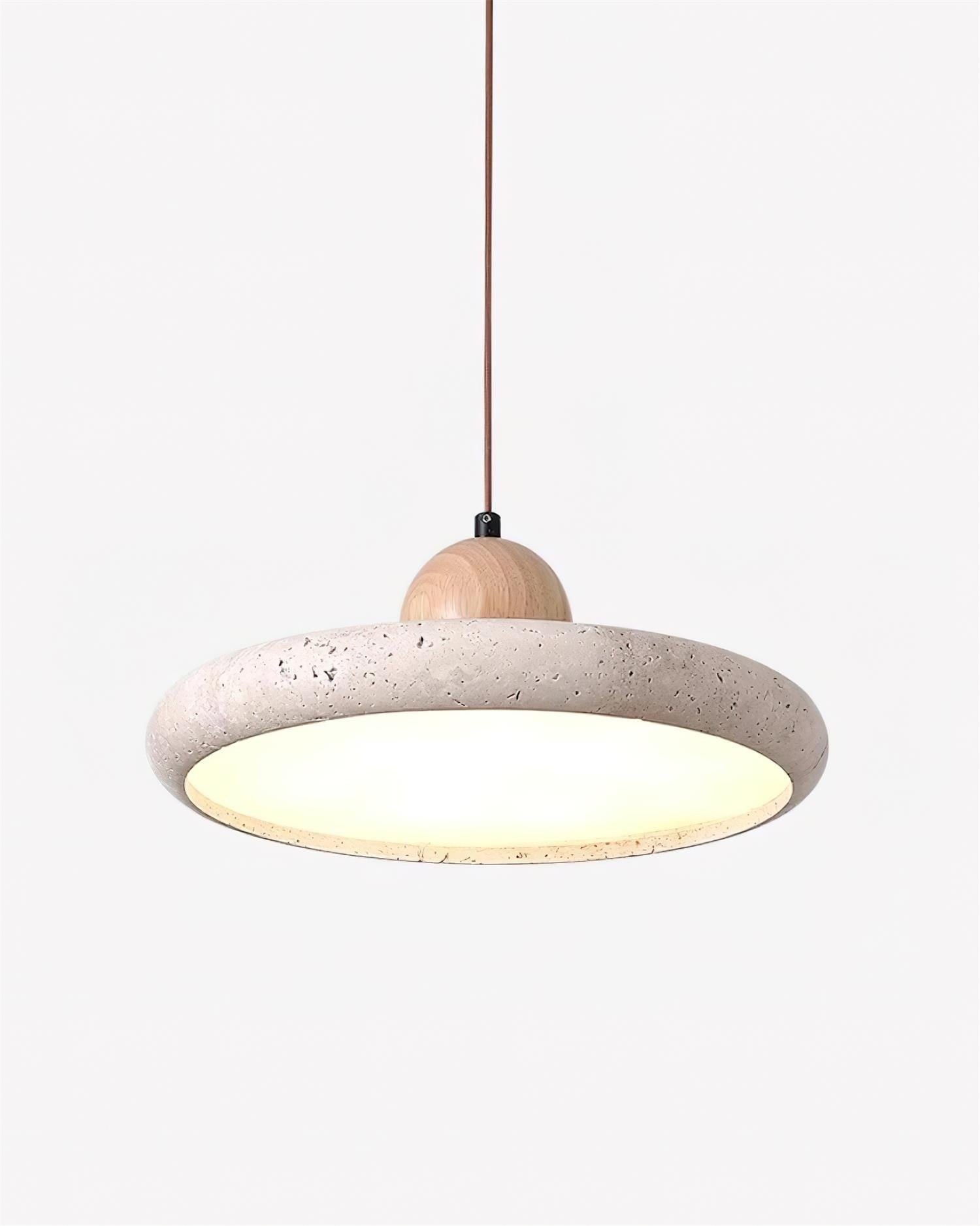 Modern Minimalist Wood Travertine Disc Pendant Light M241