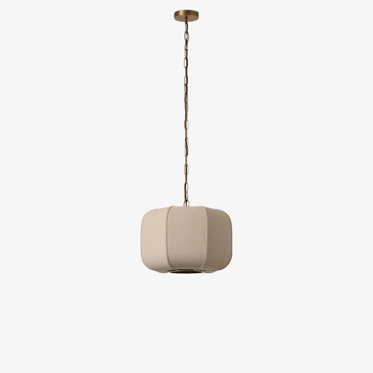Loomis Tall Pendant - Textured Linen Shade Aged Brass Ceiling Light for Dining Room and Kitchen T481