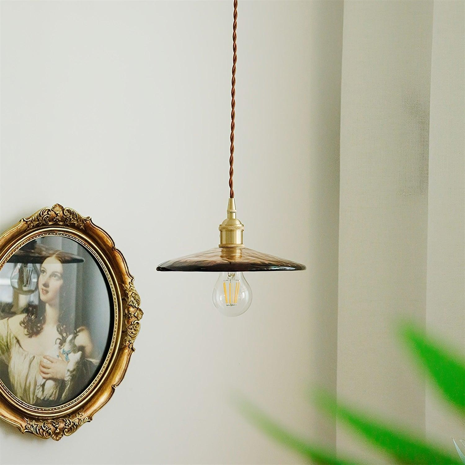 Brass Vintage Clear Glass Pendant Light M34