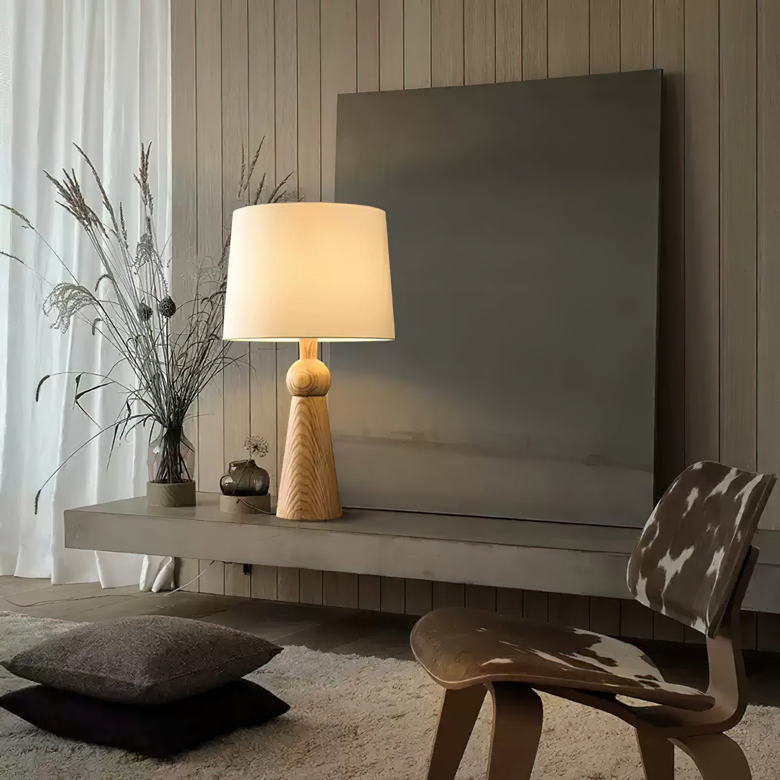 Nordic Retro Solid Wood Fabric Table Lamp M87