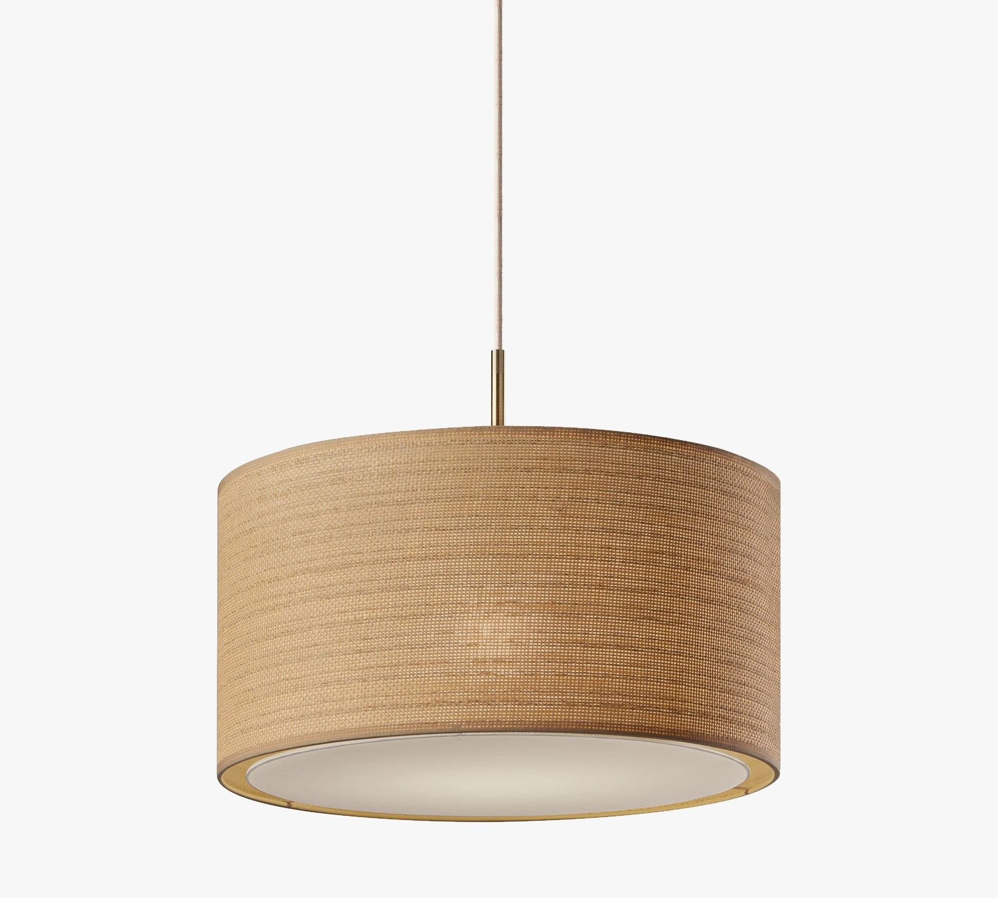 Dumora Fabric Drum Shade Pendant Light - Linen Design Hanging Light T274
