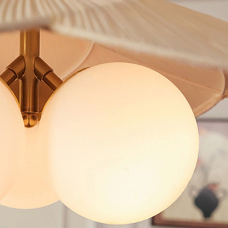 Orrise Vintage Inspired 3 Light Hanging Chandelier - Wood Metal and Fabric Accents Home Lighting T541