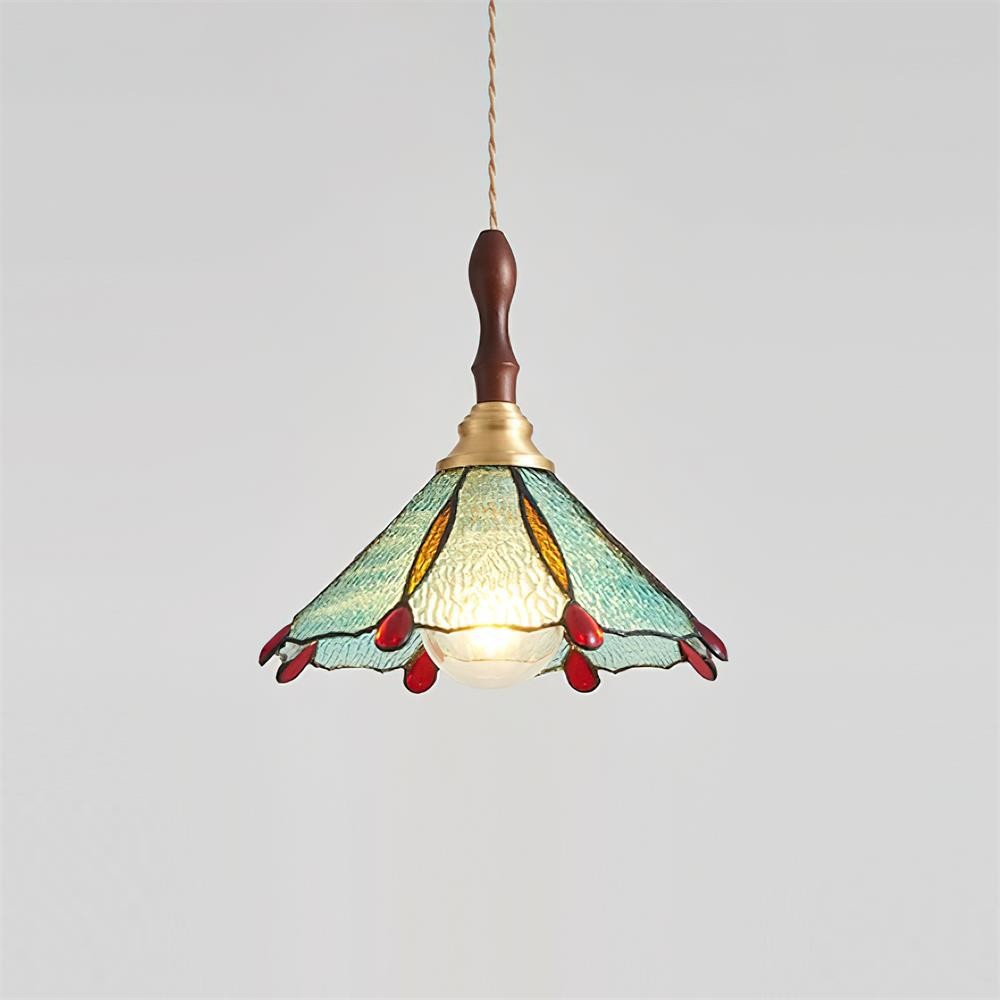 Vintage Tiffany Stanied Glass Pendant Lamp M336