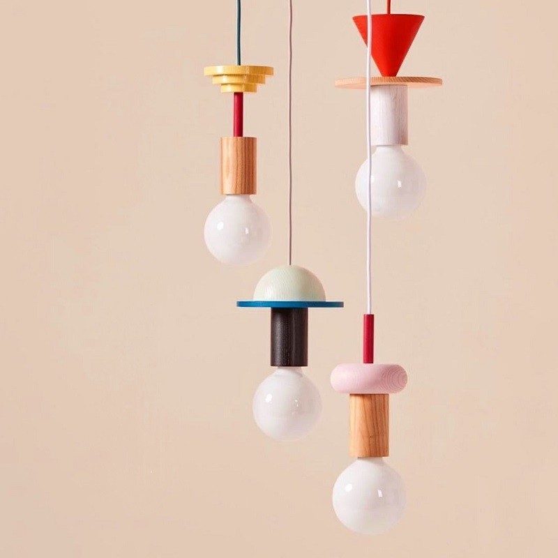 Creative Color Block Wooden Pendant Light S166