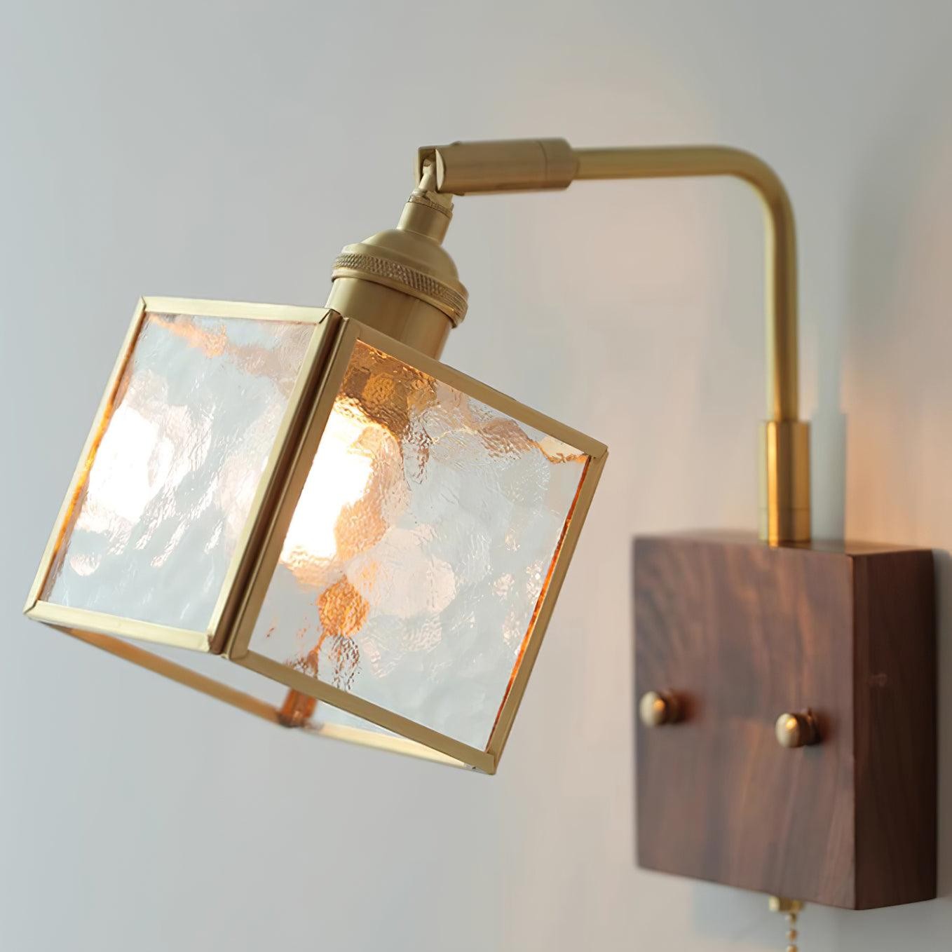 Square Glass Adjustable Wooden Wall Lamp M347