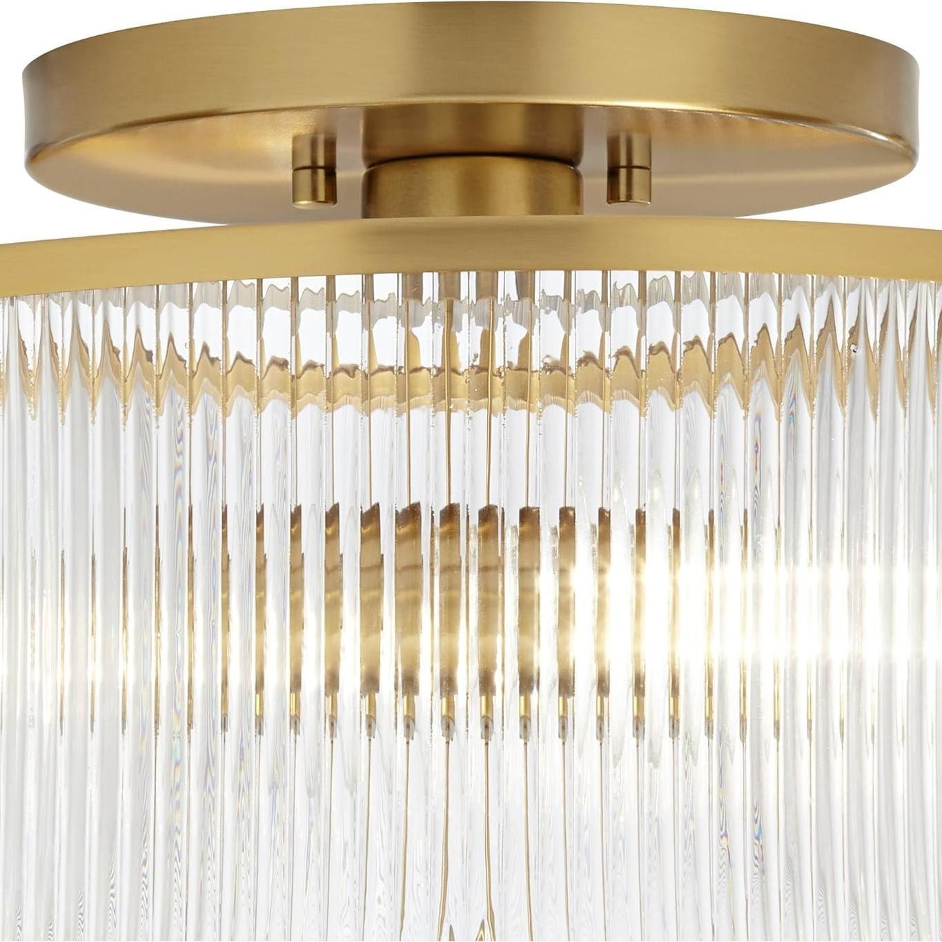 Claude Farmhouse Striped Glass Drum Ceiling Light G91