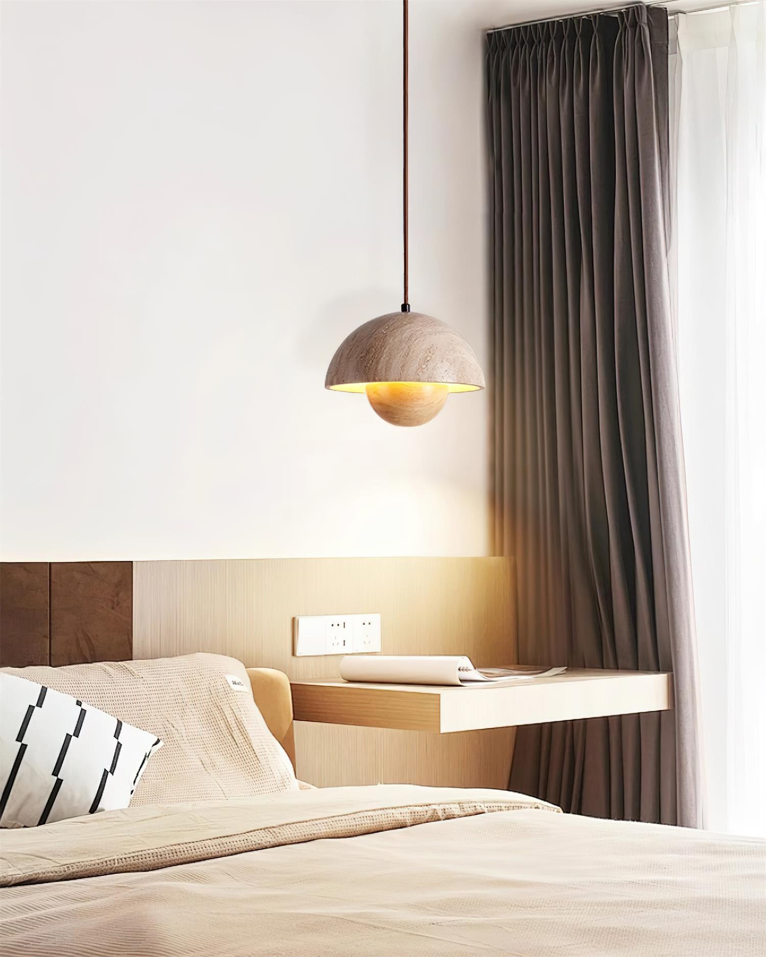 Natural Travertine Flower Bud Design Pendant Lamp G70