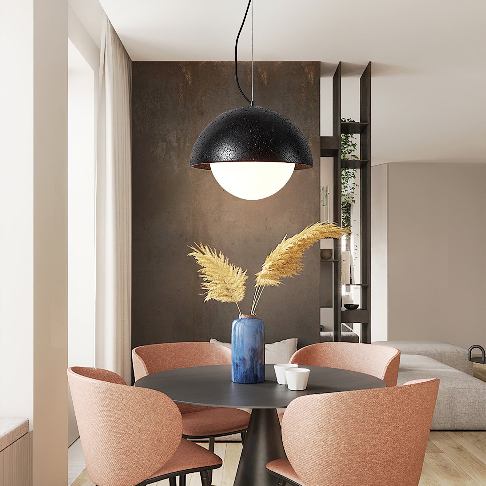 Travertine Creative Hemispherical Pendant Lamp M75