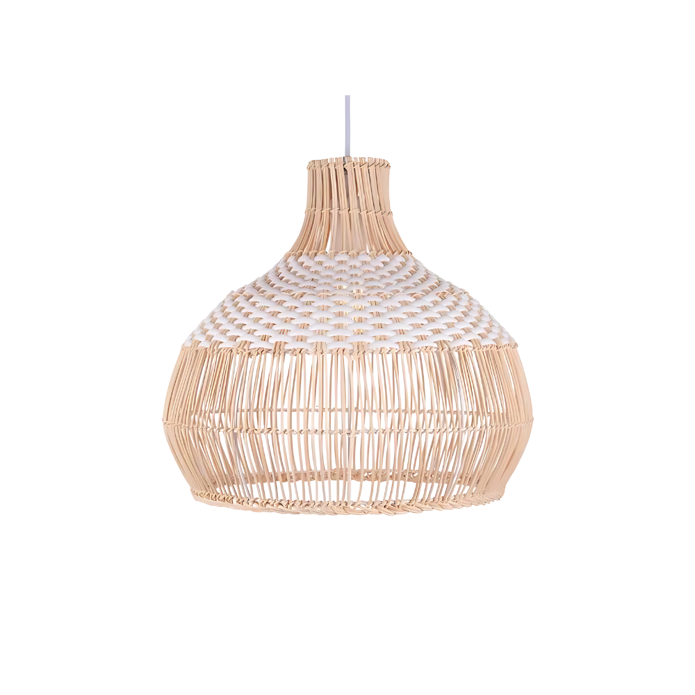 Breezy White Elegance Natural Rattan Pendant Light D842