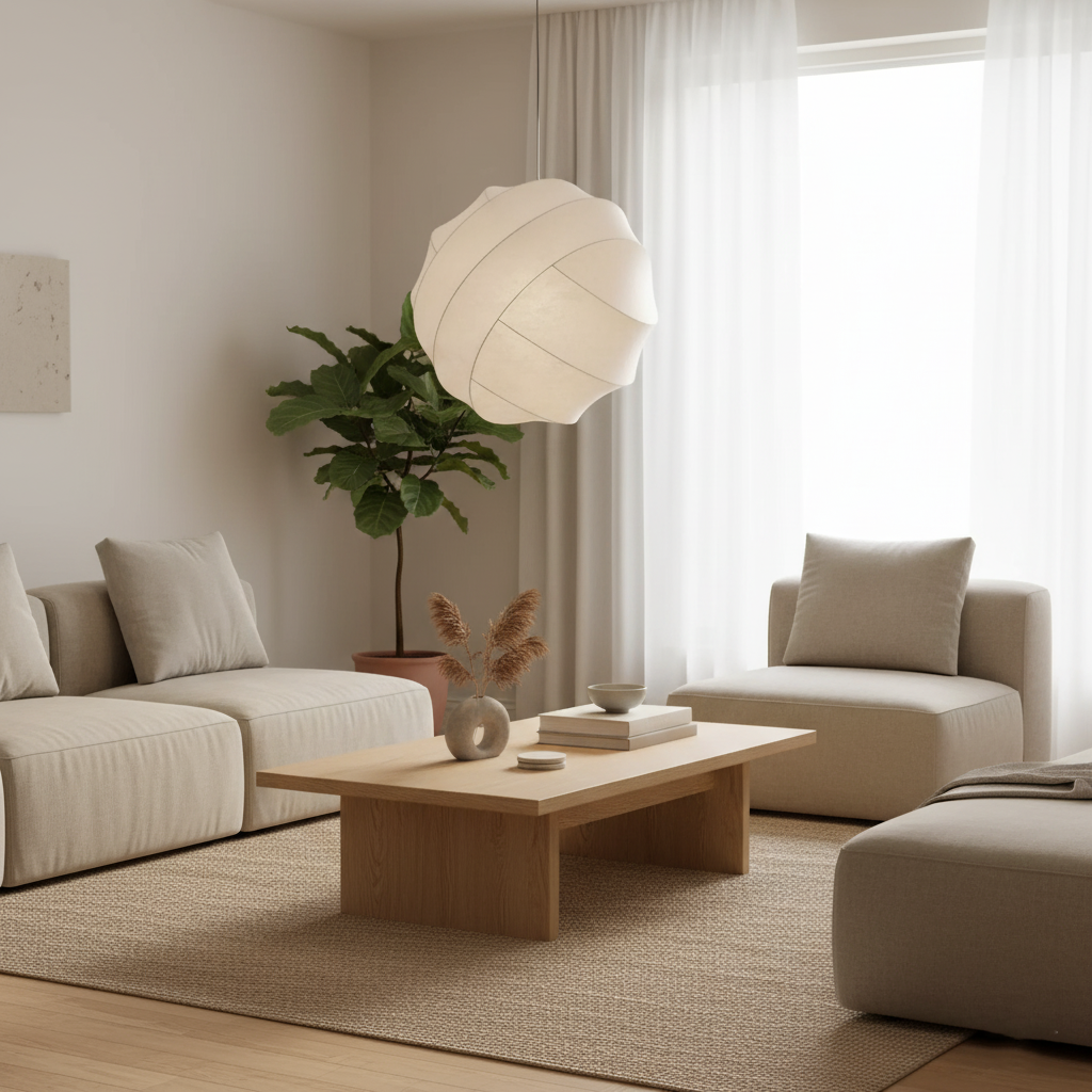 Wabi Sabi Silk Ball Japandi Pendant Light D883